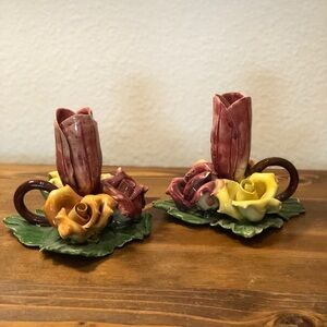Vintage Capodimonte Candle Holders Set